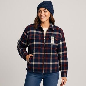 Alpine Design Sherpa-Lined Flannel Jacket NWT Women’s M Navy Plaid
